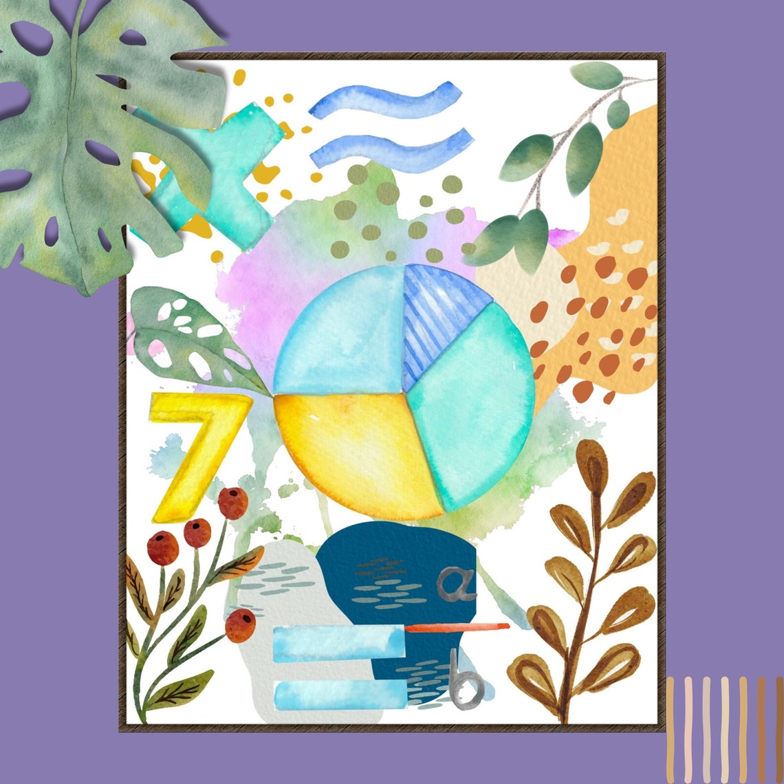 Math Wall Prints, Boho Watercolor Prints, Boho Classroom Wall Art ...