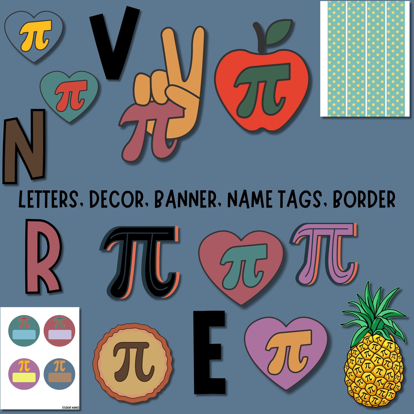 Math Bulletin Board Pi Day Bulletin Board Classroom Door Decor Kit Easy ...