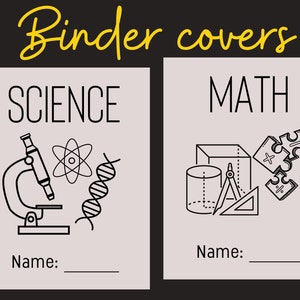 School Subjects Binder Cover Printable, Back to school, Teacher binder, Homeschool Binder, Math, Science, printable covers, digital download