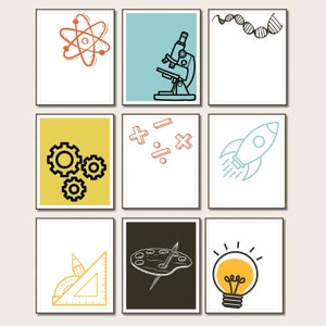 STEAM Gallery Wall set Science Technology Engineering Art Math posters STEM classroom decor high school middle school elementary school