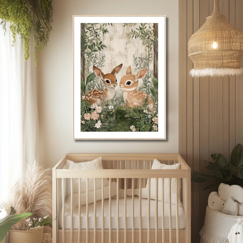 Whimsical Woodland Nursery Wall Art for Baby Girl’s Room Woodland ...