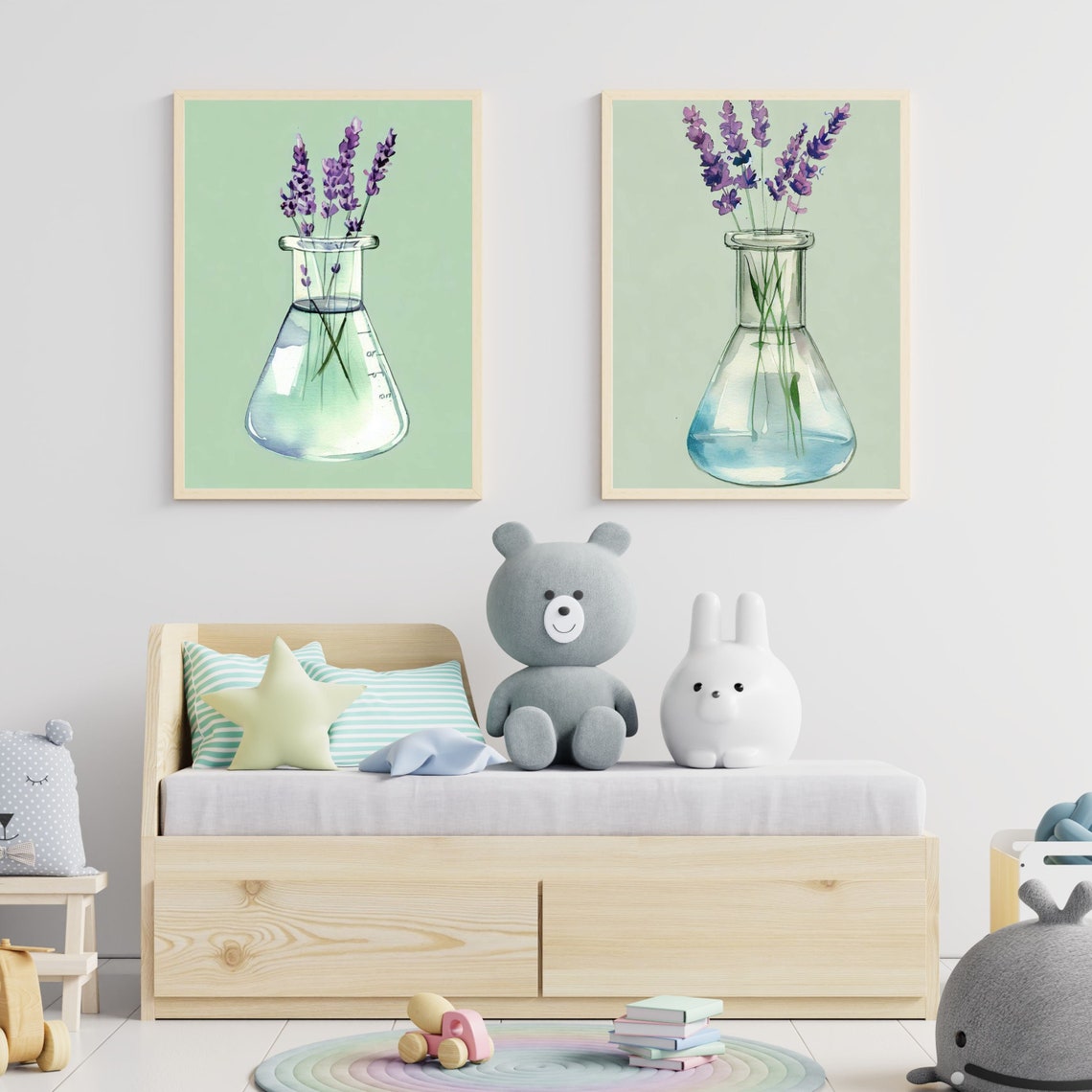 Printable Science Classroom Wall Art Set, Lavender Flower Artwork ...