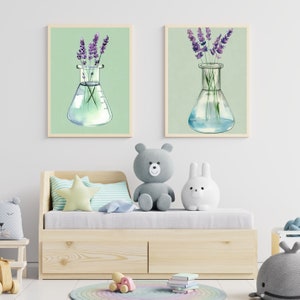 Printable Science Classroom Wall Art Set, Lavender Flower Artwork ...