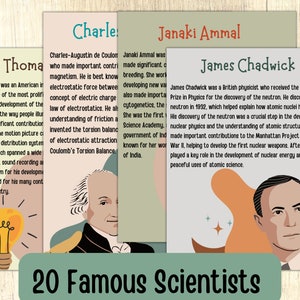 20 Famous Scientist, Science Classroom Decor, STEM posters, women in science, kids room decor, Science Printable Wall Art, scientist ebook