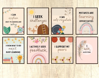 Boho Classroom Posters: Inspirational Growth Mindset Decor (Digital Download)