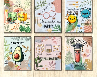 Science posters chemistry wall art set chemistry puns classroom wall art set science printable digital download laboratory wall art set gift