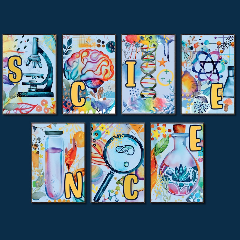 Science Class Gallery Wall Set Science Bulletin Board Science Lab Decor ...