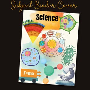 Capa para fichário de disciplinas científicas para impressão Volta às aulas Capa para fichário de professores Escola primária Escola média Escola secundária Capa para fichário de ciências