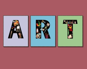 Mur de galerie de classe d'art, décoration de salle de classe, lycée, affiches d'art, cours d'art, art de la salle de classe, arts de la chambre d'enfants, décoration de classe d'art