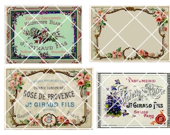 Printable Vintage French Perfume Labels – Junk Journal or Collage Ephemera
