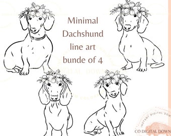 Dachshund svg png bundle floral line art dachshund eps dxf for dog lover, doxie mom svg Weiner dog gift printable art, Cricut svg, pet shirt