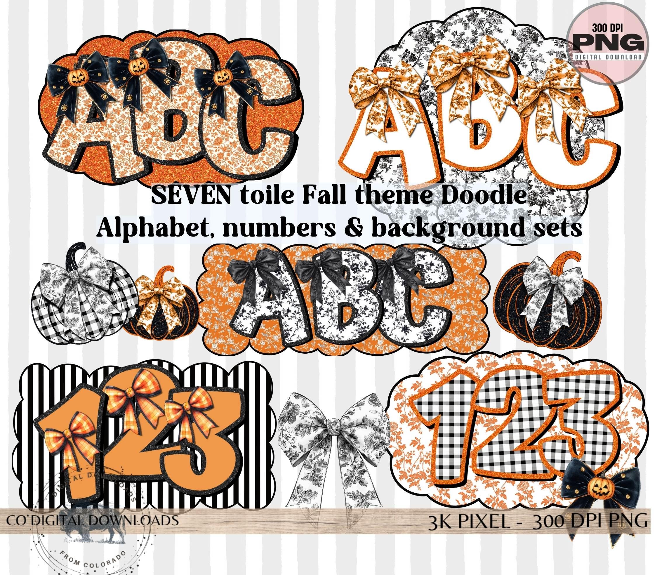 Grandmillenial Alphabet Bundle PNG, Black Glitter Halloween Letters ...