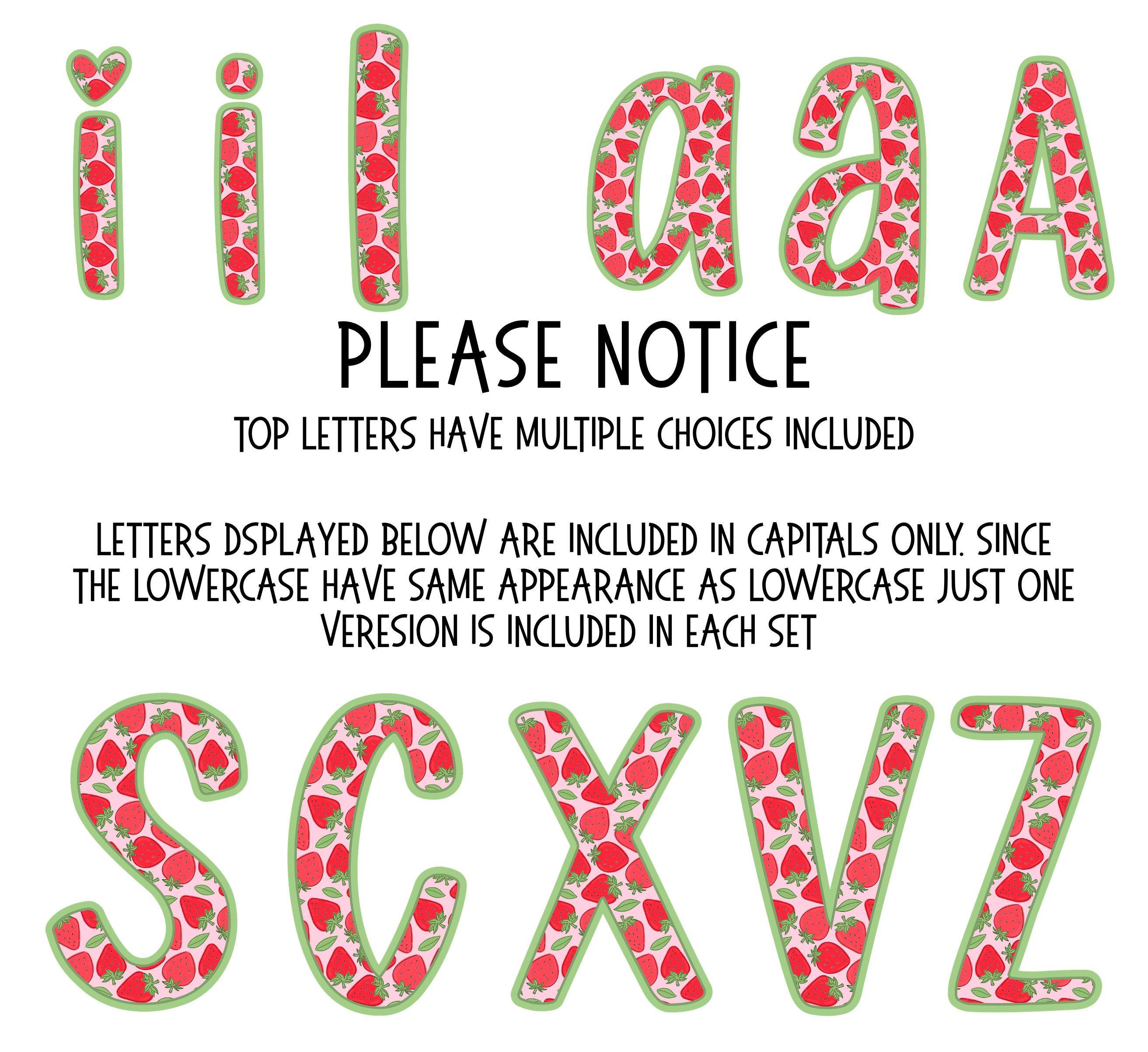 Preppy Alphabet Bundle PNG, Red Green Doodle Letters, Spring Alpha Pack ...