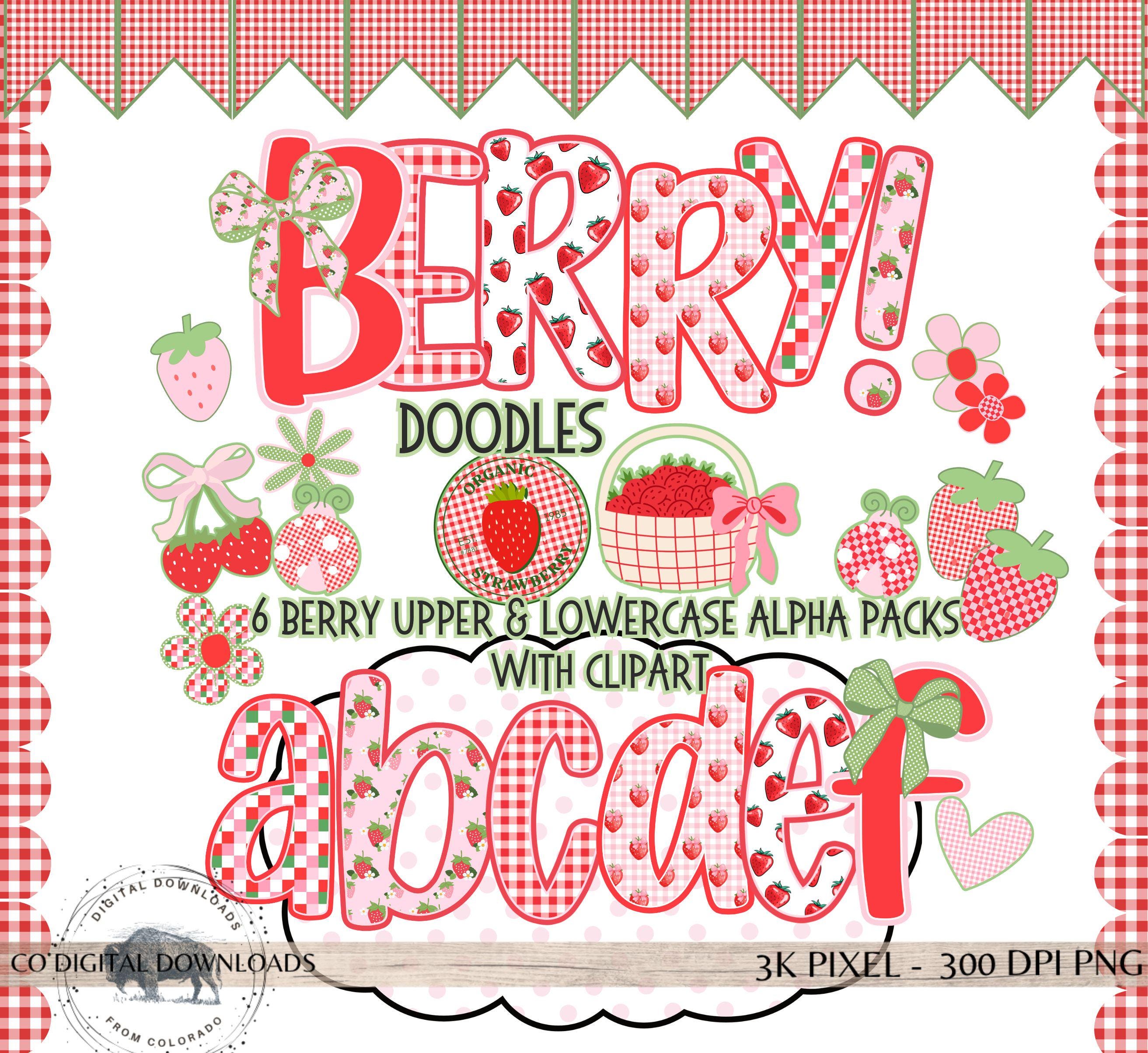 Preppy Alphabet Bundle PNG, Red Pink Doodle Letters, Spring Alpha Pack ...