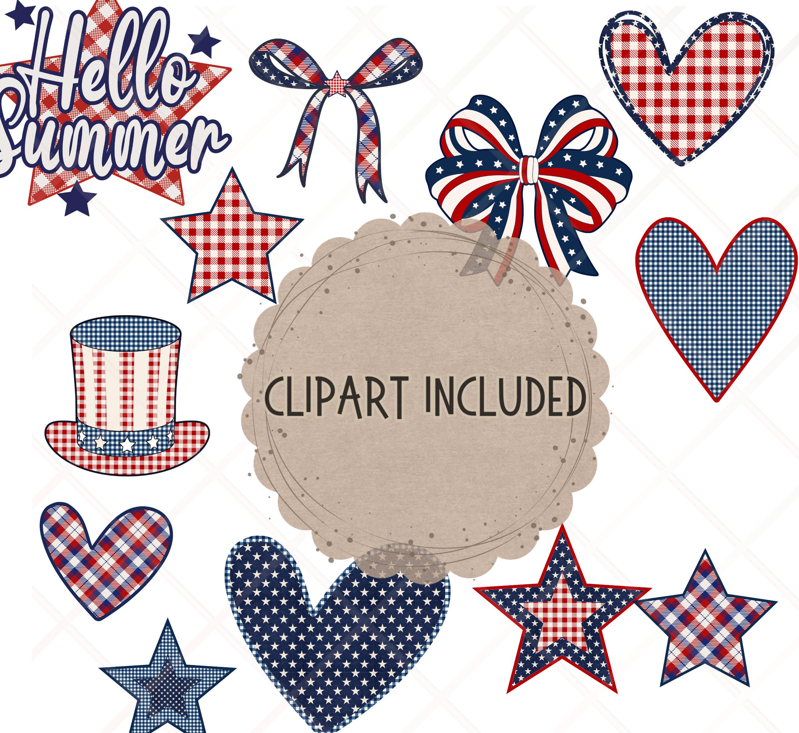 Preppy 4th of July Alphabet Bundle PNG, Red Blue Doodle Letters ...