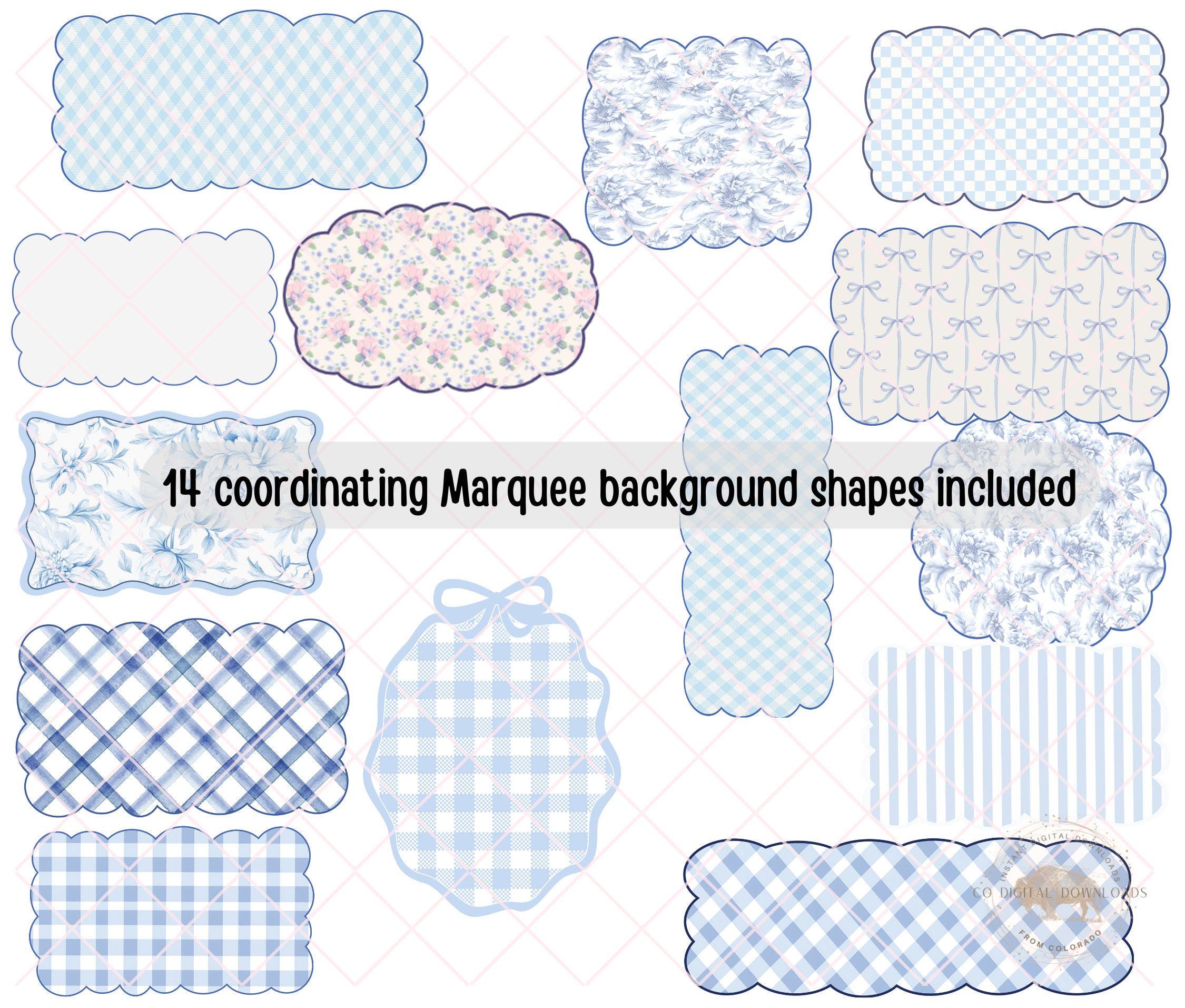 Lace Floral Alphabet PNG Bundle, Preppy Blue Toile Letters, Bow Digital ...
