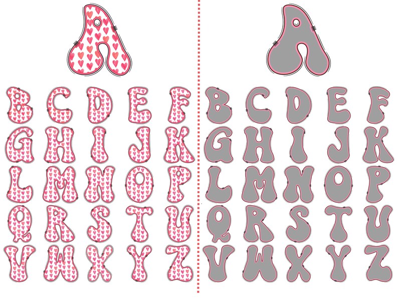 Holiday Alphabet PNG Letter Bundle, Dalmatian Dot Backgrounds, Pink