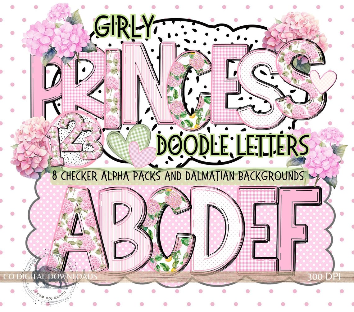 Pink Floral Alphabet PNG Bundle – Grandmillennial Font, Girly Letters ...