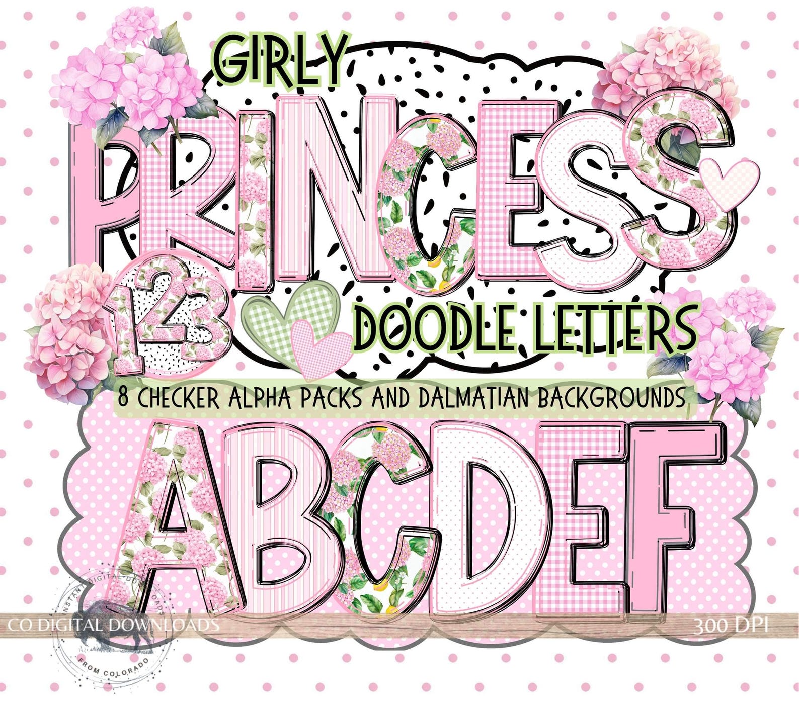 Pink Floral Alphabet PNG Bundle – Grandmillennial Font, Girly Letters ...