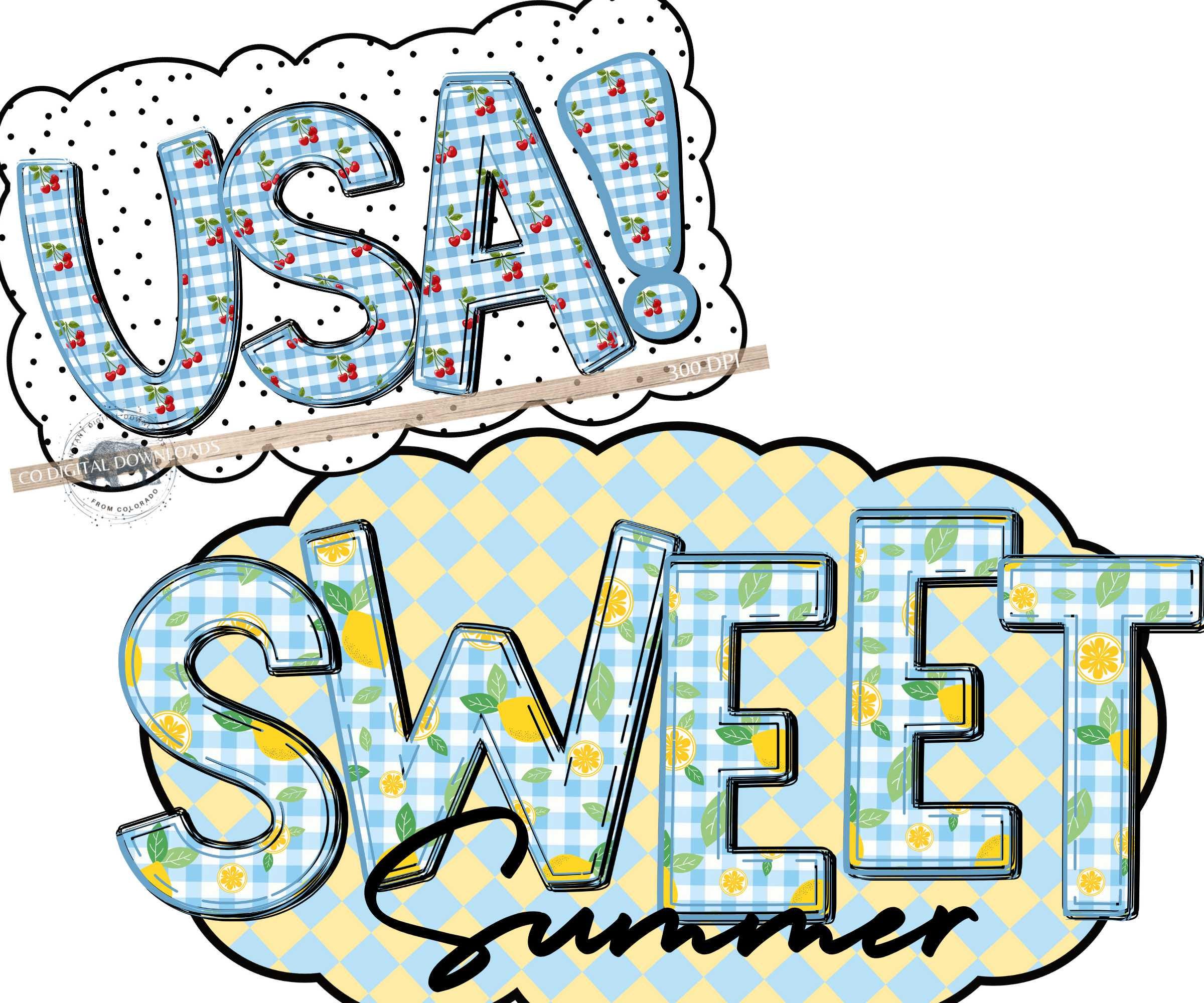 Preppy Fruit Alphabet PNG Bundle, Grandmillenial Letters, Summer ...