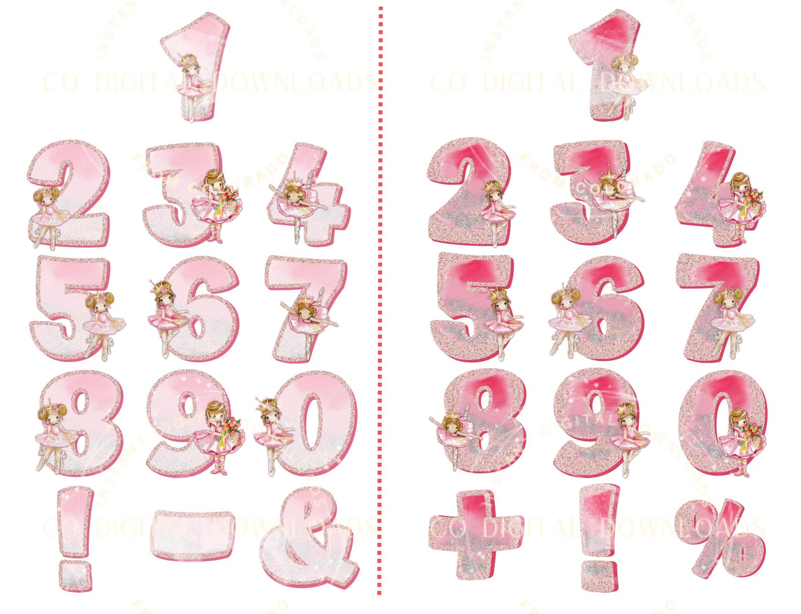 Pink Alphabet PNG Bundle, Ballet Glitter Doodle Letters PNG, Ballerina ...