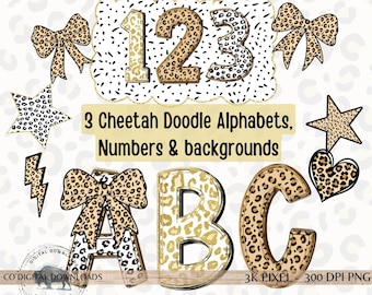 Leopard alphabet png bundle, Brown doodle font letters png, cheetah alphabet clipart, printable alpha, animal Font png, Dalmatian Marquee
