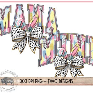 Mini & Mama Easter png, konijnenoren coquette, moeder dochter Pasen png, mama png, penseelstreek lente Varsity Mama png, vrolijk paasfeest