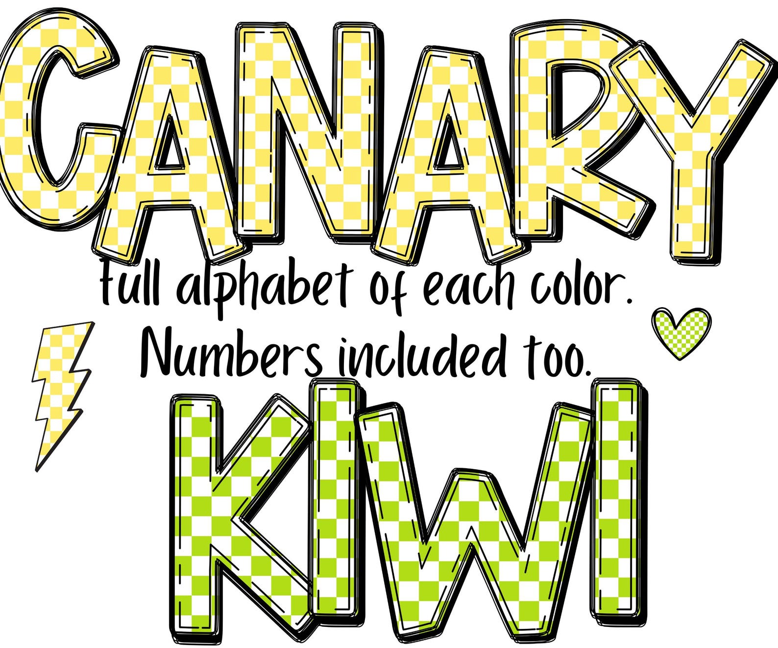 Checker Alphabet Bundle, Alpha Doodle Letters Png, Printable Checkered ...