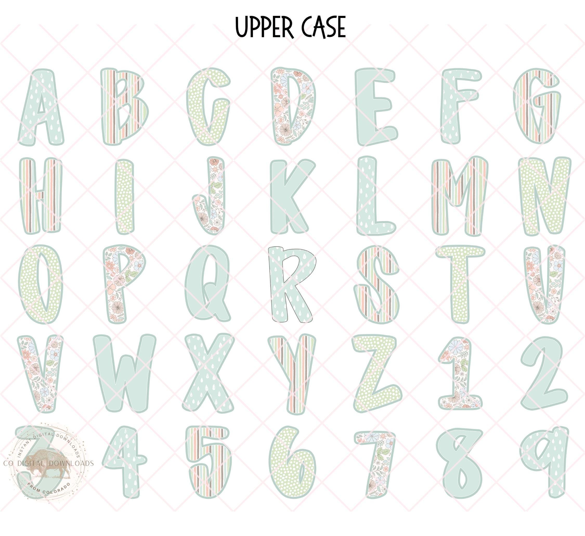 Preppy Pastel Alphabet Bundle PNG, Spring Floral Alpha Pack, Easter ...