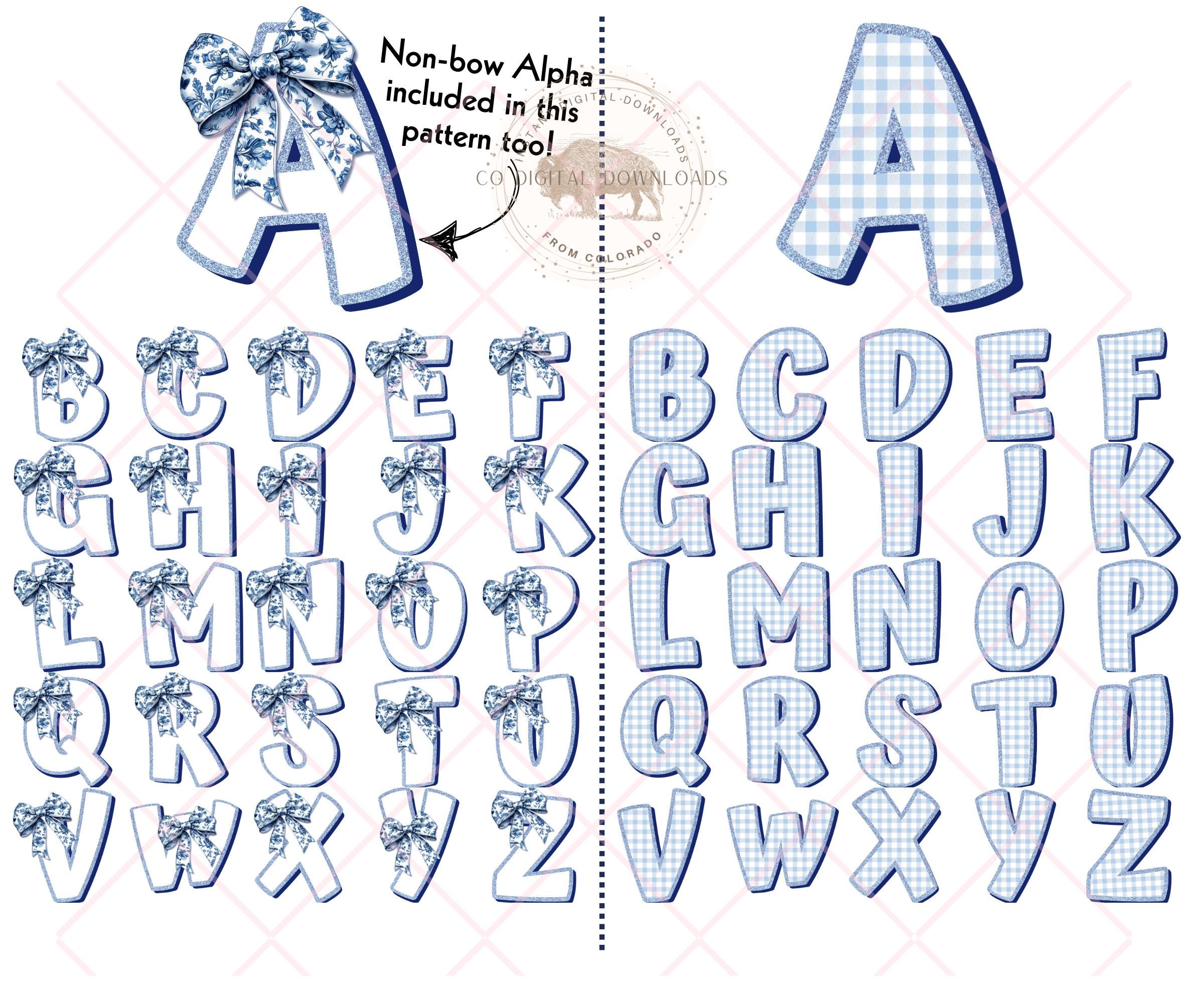 Blue Chinoiserie Alphabet Png Bundle, Easter Toile French Sublimation ...