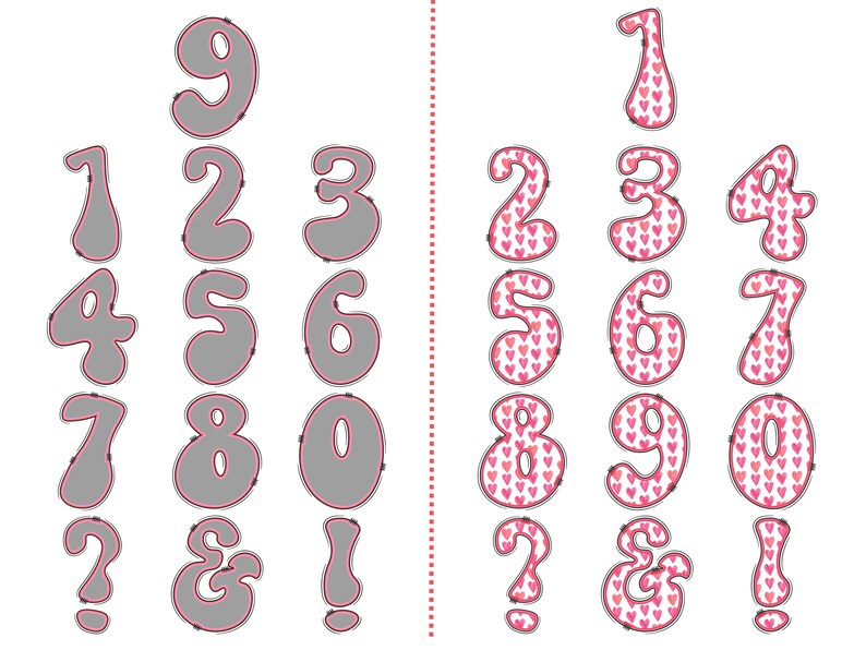 Holiday Alphabet PNG Letter Bundle, Dalmatian Dot Backgrounds, Pink