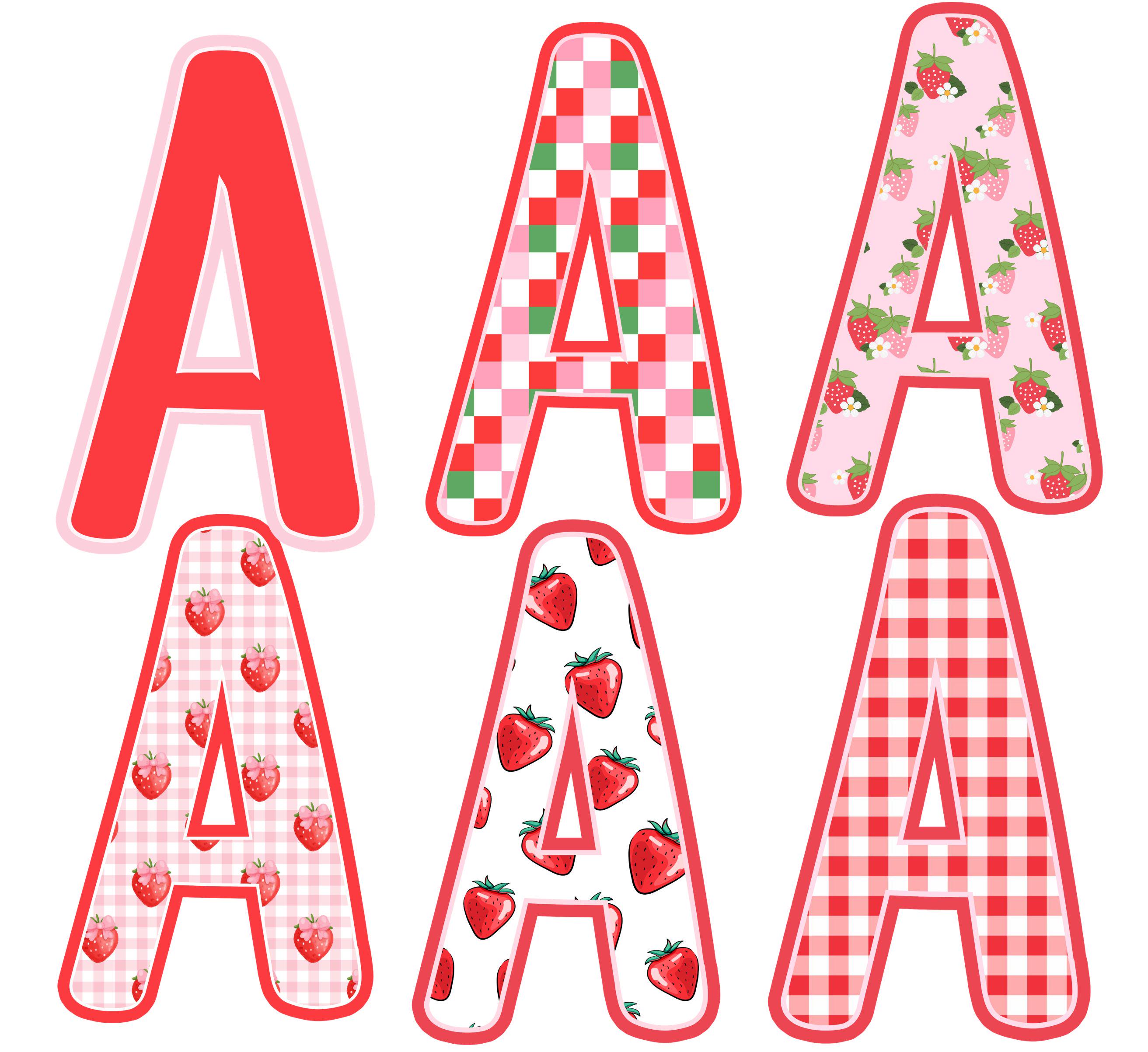 Preppy Alphabet Bundle PNG, Red Pink Doodle Letters, Spring Alpha Pack ...
