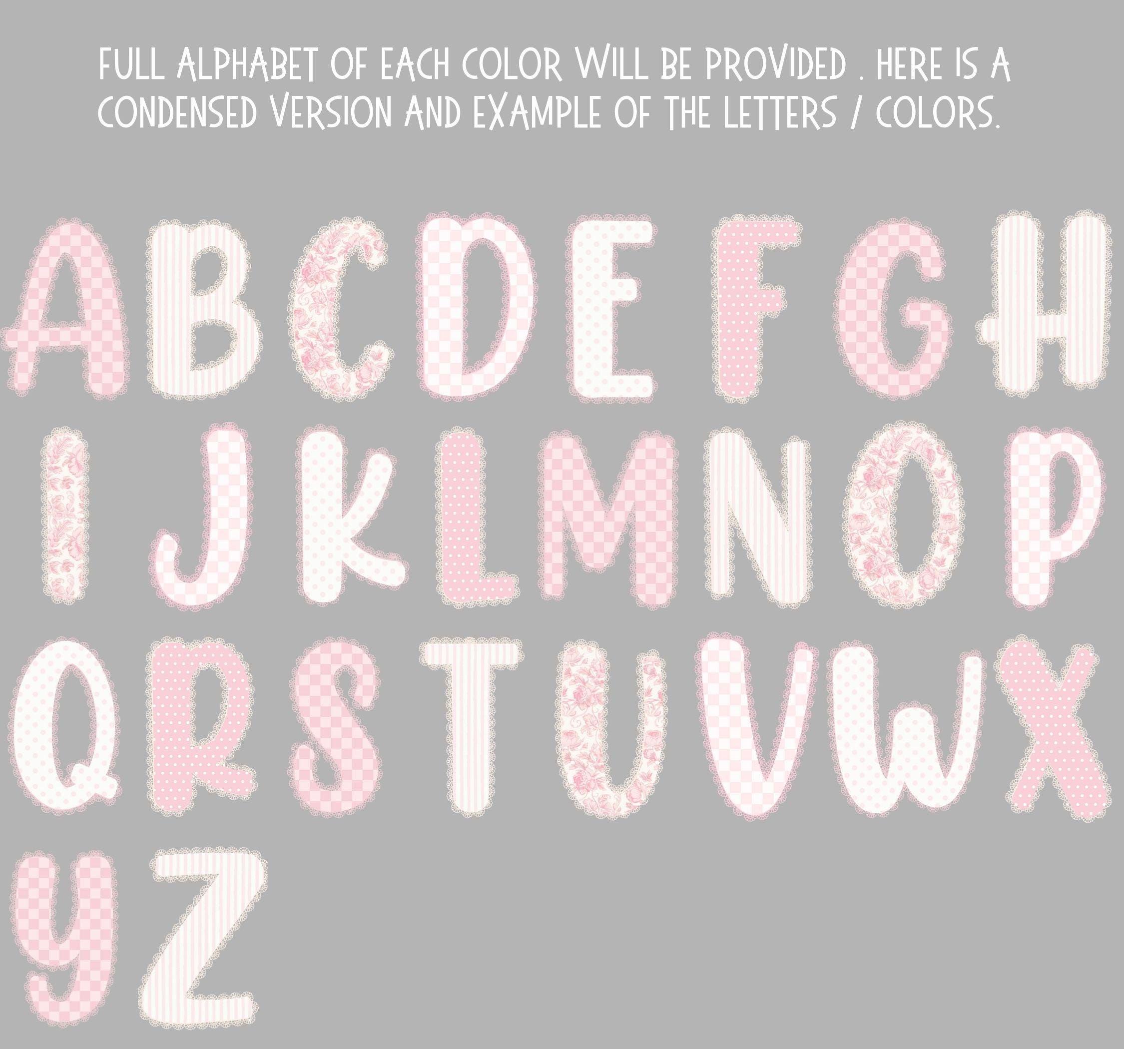 Lace Pink Alphabet Bundle PNG, Girly Doodle Letters, Preppy Spring ...