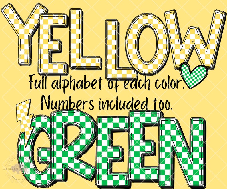 Checker Alphabet Bundle, Alpha Doodle Letters Png, Printable Checkered ...