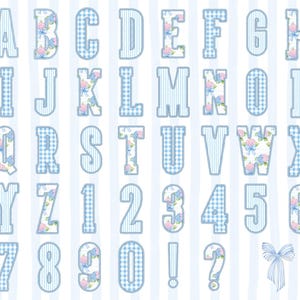 Grandmillenial Floral Alphabet Png, Faux Stitched Preppy Letters Png ...