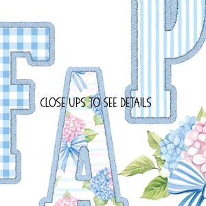 Grandmillenial Floral Alphabet Png, Faux Stitched Preppy Letters Png ...