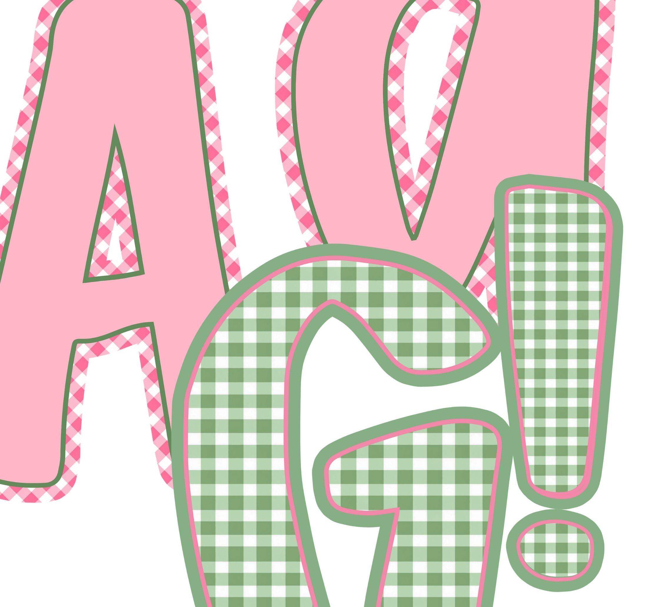 Preppy Pink and Green Spring Alphabet Bundle PNG Upper & Lower ...