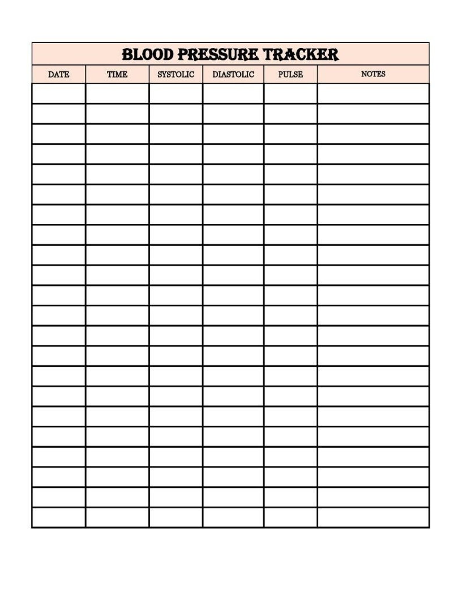 Printable Blood Pressure Trackerblood Pressure Log Etsy Canada