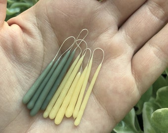 Dollhouse miniature hand-dipped beeswax or bayberry candles (pair)