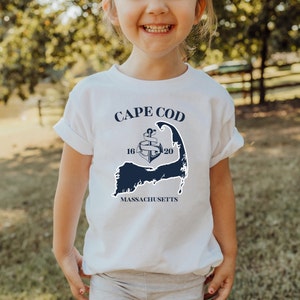 Cape Cod Massachusetts Kinder Shirt, Nautisches T-Shirt für Kinder, Das Cape Shirt, Shirt für Kind, Geschenk für Sohn, Geschenk für Tochter