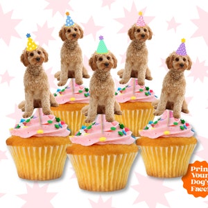 Custom  Dog Full Body Photo Cupcake Toppers - Dog Birthday Cupcake - Pet Photo Cupake Toppers-- Dog Party Supplies - Dog Party Decorations