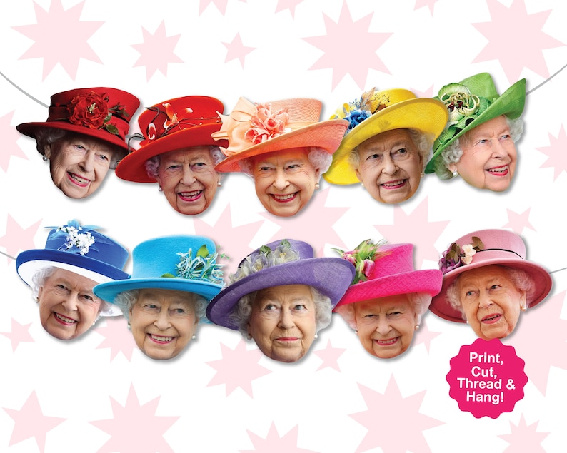 Queen Elizabeth Banner - Queen's Jubilee Banner - Queen's Jubilee Party Decorations - Queen's Jubilee Party Supplies - Jubilee Bunting 