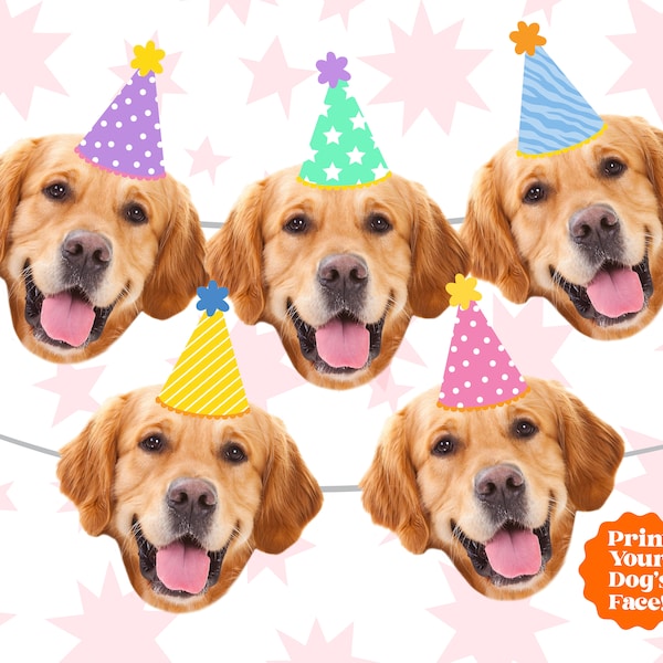 Personalisiertes Hunde-Fotobanner - Hundegeburtstags-Banner - Personalisiertes Hunde-Party-Banner - Hundeparty-Dekoration