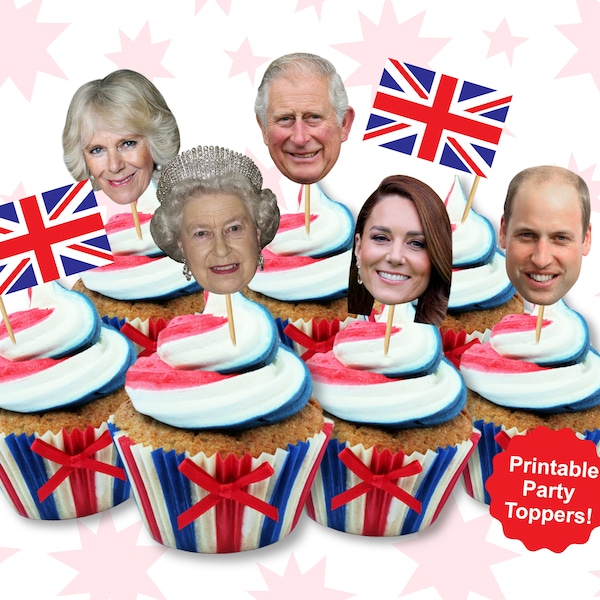 Royal Family Cupcake Topopers- Royal Decorations - British Party Decor - British Party Supplies - Royal Party Props - Royal Party Decor