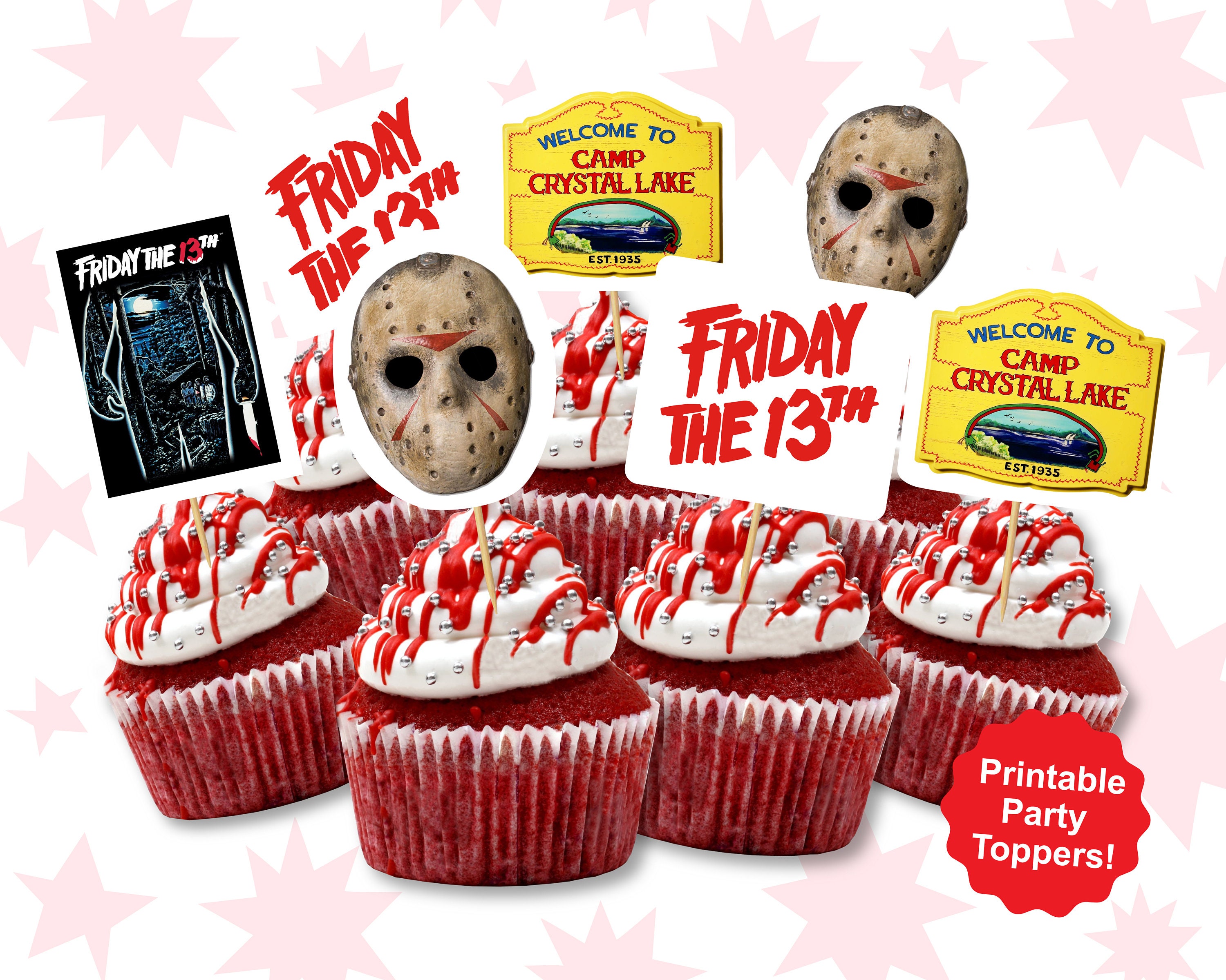 Friday the 13th Camp Crystal Lake Sign and Jason Voorhees Edible