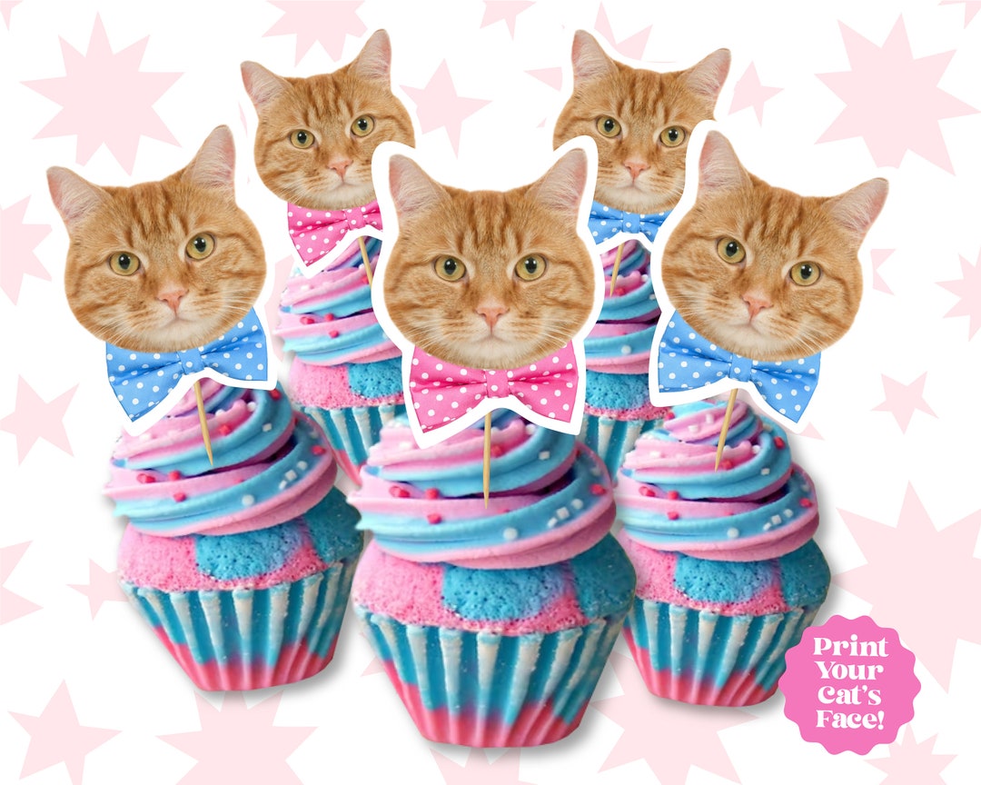 Gender Reveal Cupcake Toppers Ready Same Day gender Reveal Pet Custom