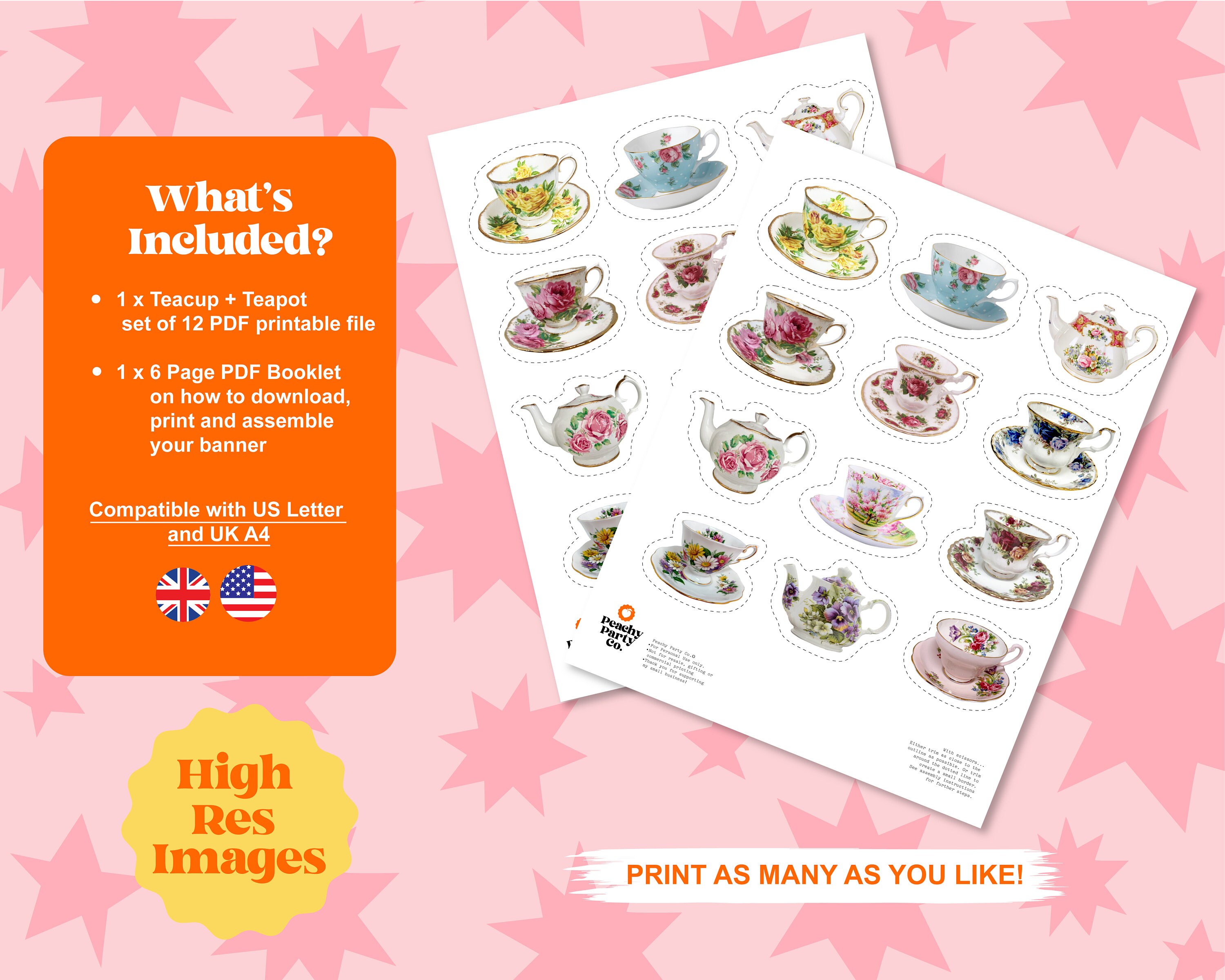 Tea Party Cupcake Toppers High Tea Party Tea Party Etsy Australia