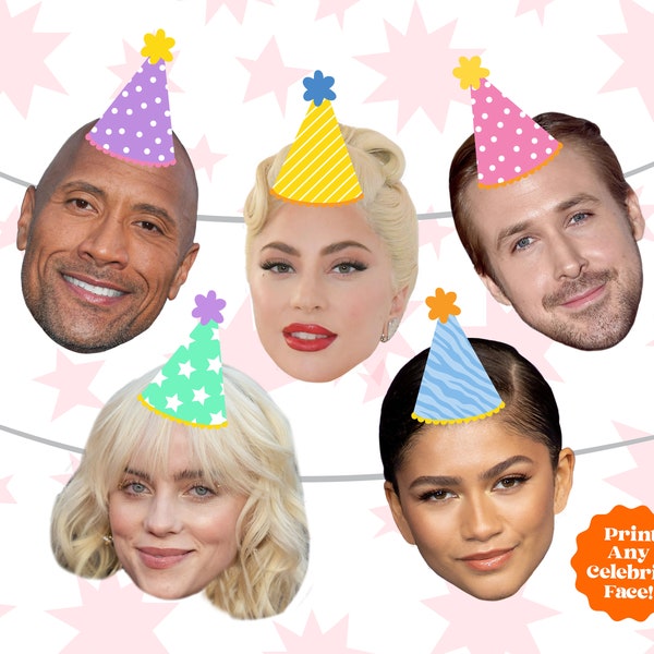 Custom Celebrity Photo Banner - Custom Celebrity Banner - Custom Party Props - Custom Face Banner - Party Prop Photo - Face Photo Banner