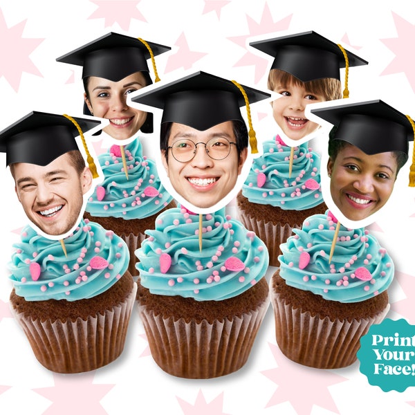 Graduation Face Cupcake Toppers- Graduation Custom Cupcake - Graduation Photo Toppers - Graduation Decorations - Graduation Photo Props