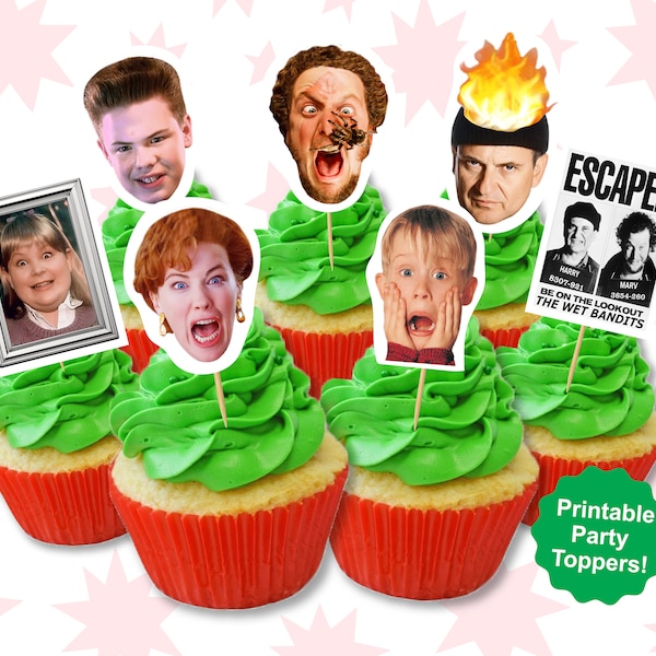 Home Alone Christmas Cupcake Toppers- Home Alone Printable - Home Alone Props - Home Alone Supplies -Home Alone Party - Kevin Mccallister